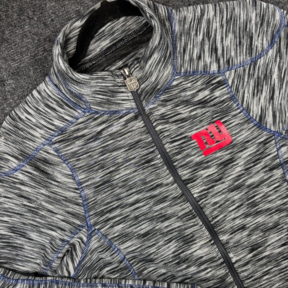 NFL Pro Line New York Giants Womens Space Dye Full Zip Jacket Gray Black Sm 282